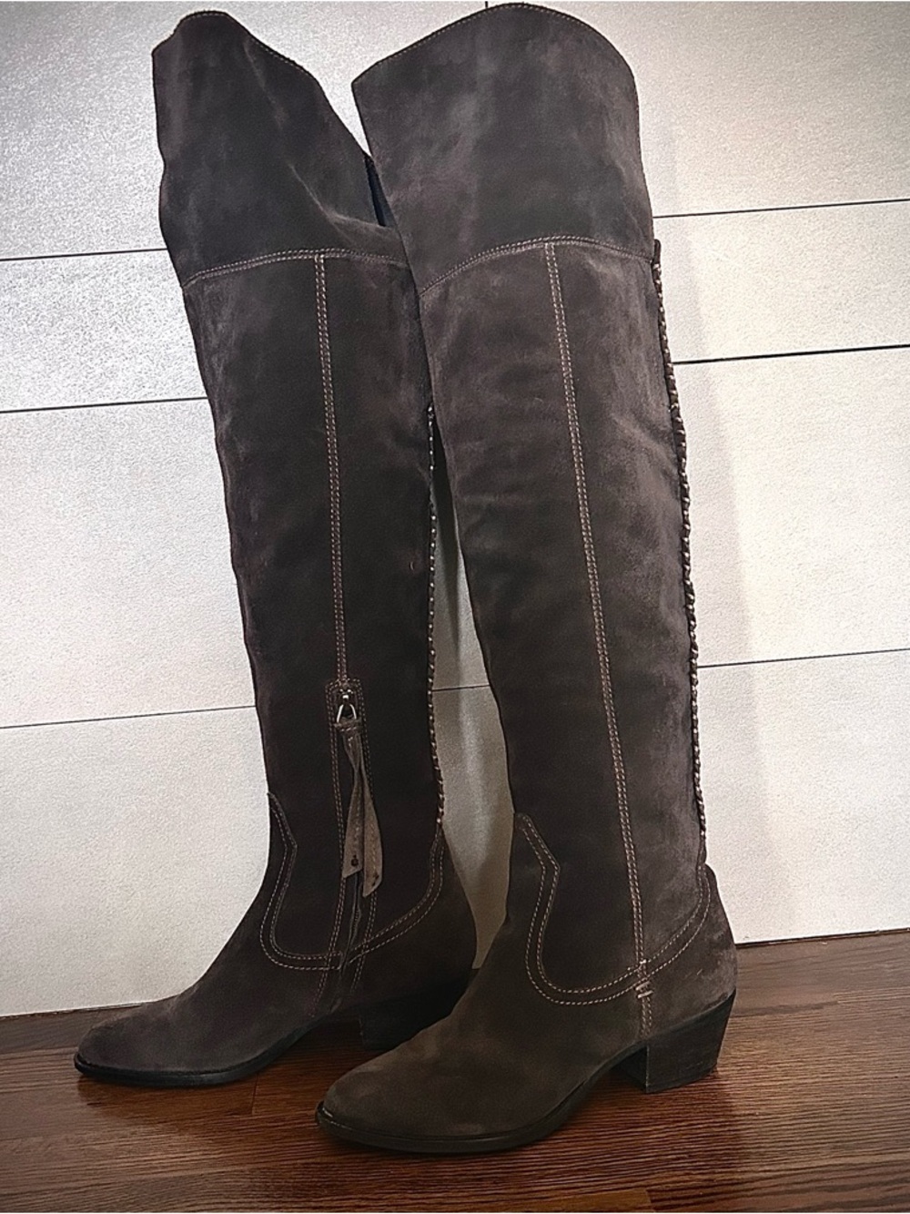 Dolce Vita Grey Suede Over-the-Knee Boots